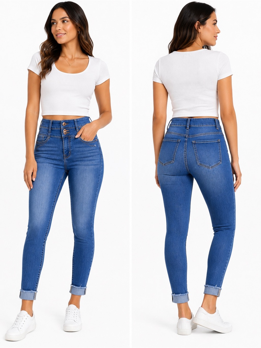 No Boundaries Blue Skinny High-Rise Women's Jeans now updated with measurements